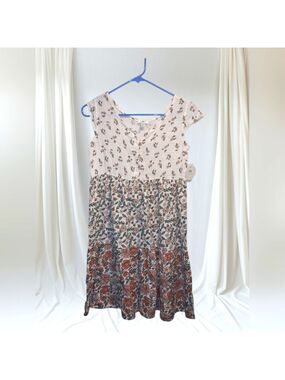 Dip Girl Floral Dress Cap Sleeve Large